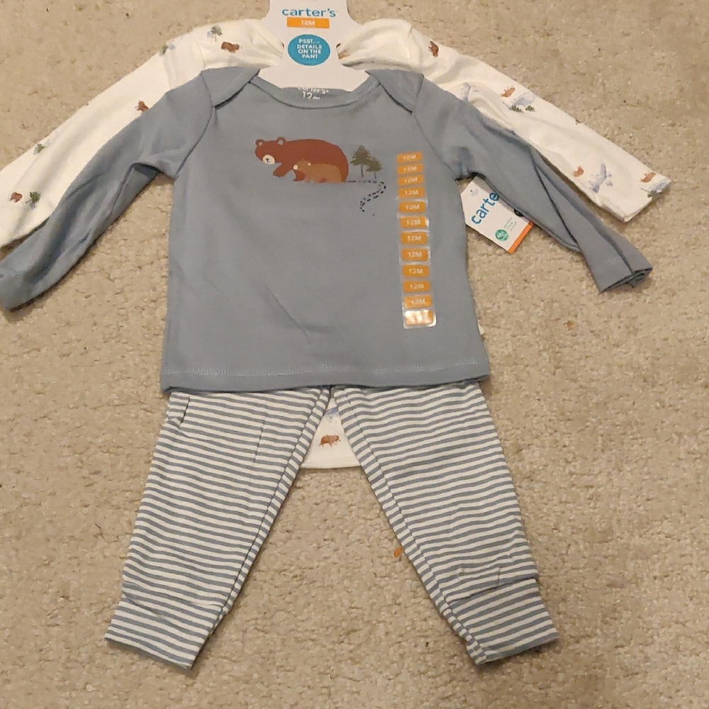 New!Carter's Baby Boy Mama Bear Matching 3 Pc Set Y2K Cottagecore Vintage Inspir